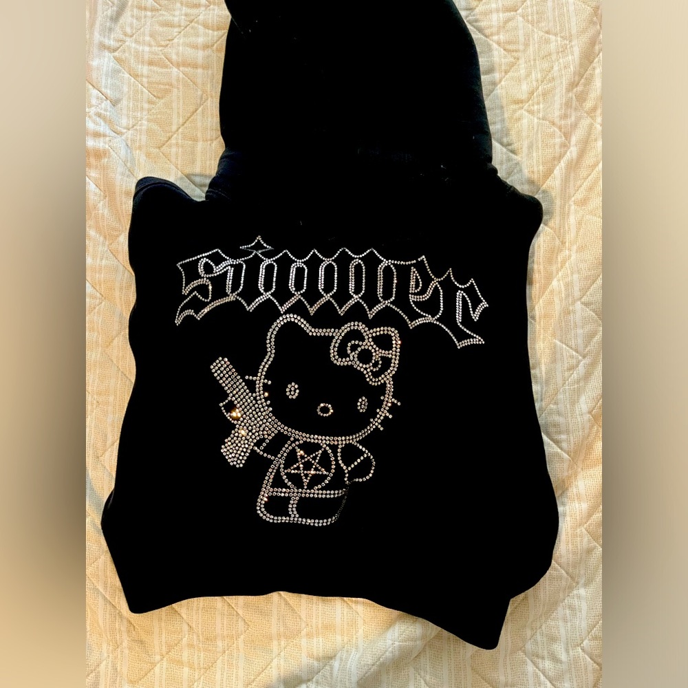 Black Hello Kitty Cropped Hoodie !!!